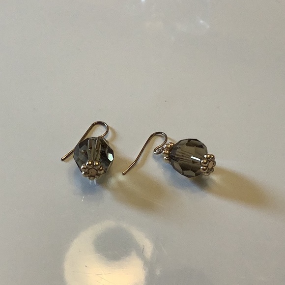 Vintage glass ball earrings pierced brown see-through gold balls - Picture 2 of 4